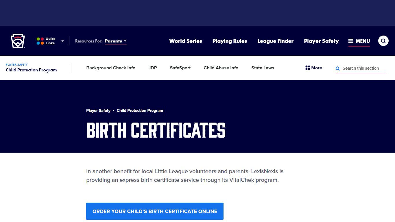 Birth Certificates - Little League